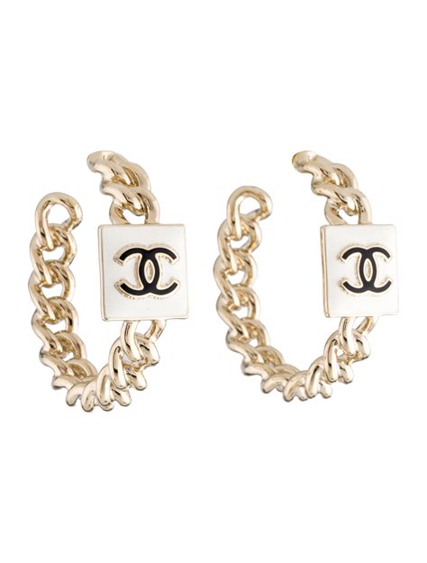 black and white chanel hoop earrings|chanel earrings price euro.